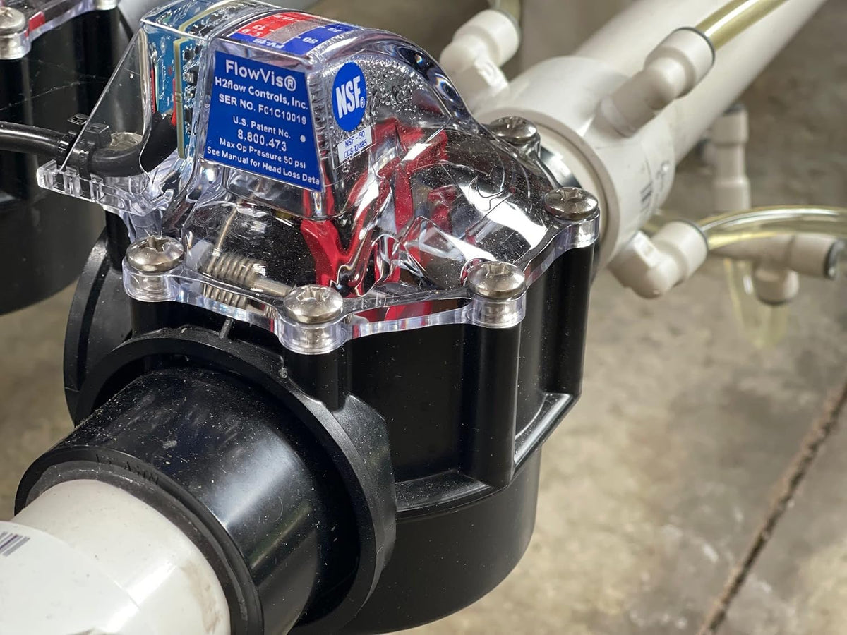 FV-2 Flow Meter with Check Valve and Velocity Scale for 2" Schedule 40 Pipe. Scale in GPM.