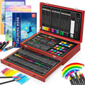 Art Supplies, 150-Pack Deluxe Wooden Art Set Crafts Drawing Painting Kit with 2 -Sketch Pads, 1-Coloring Book, Gift