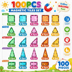 Magnetic Tiles for Kids, STEM Building Magnetic Blocks, 100-Piece