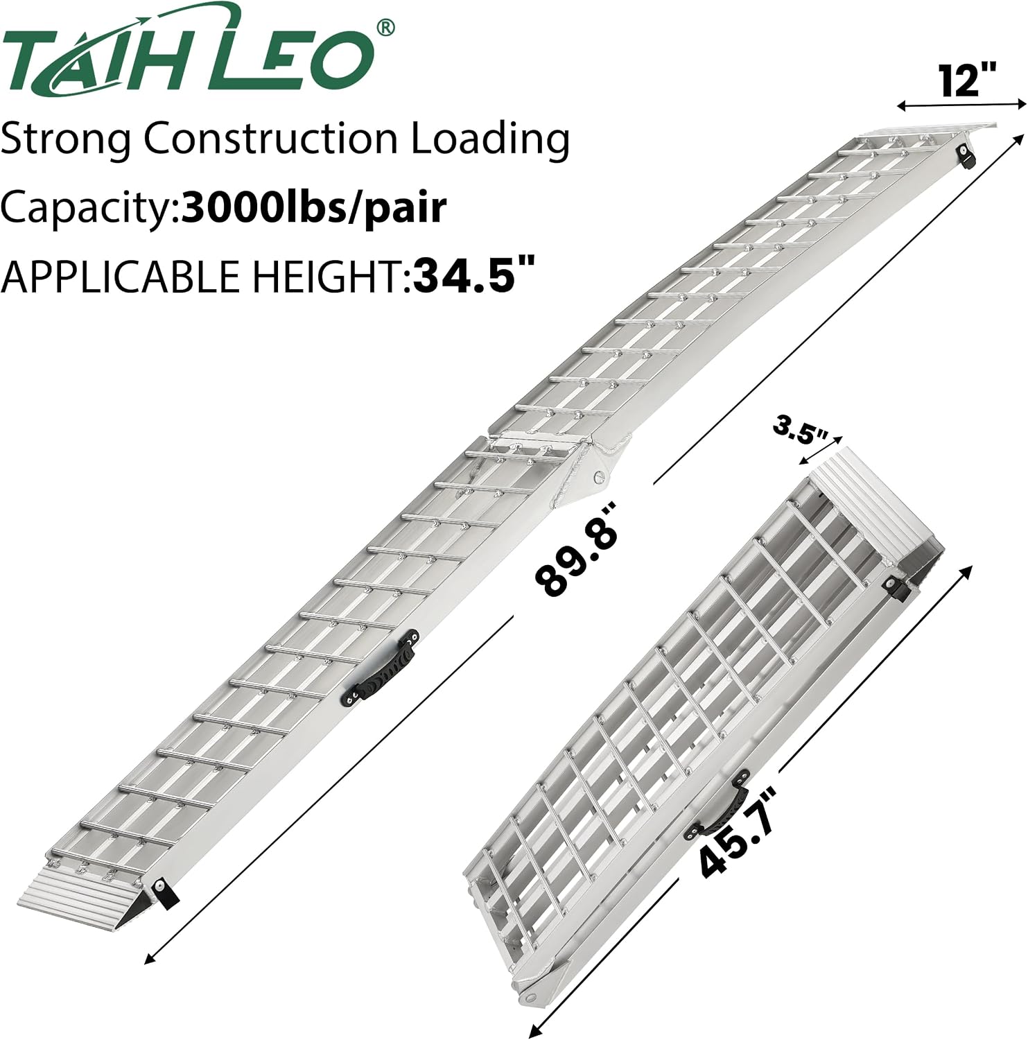 Truck Ramps 3000LBS Capacity - 2 Pcs 7.5ft Heavy Duty Loading Ramp, Folded Loading Ramps for Motorcycles, Dirt Bikes
