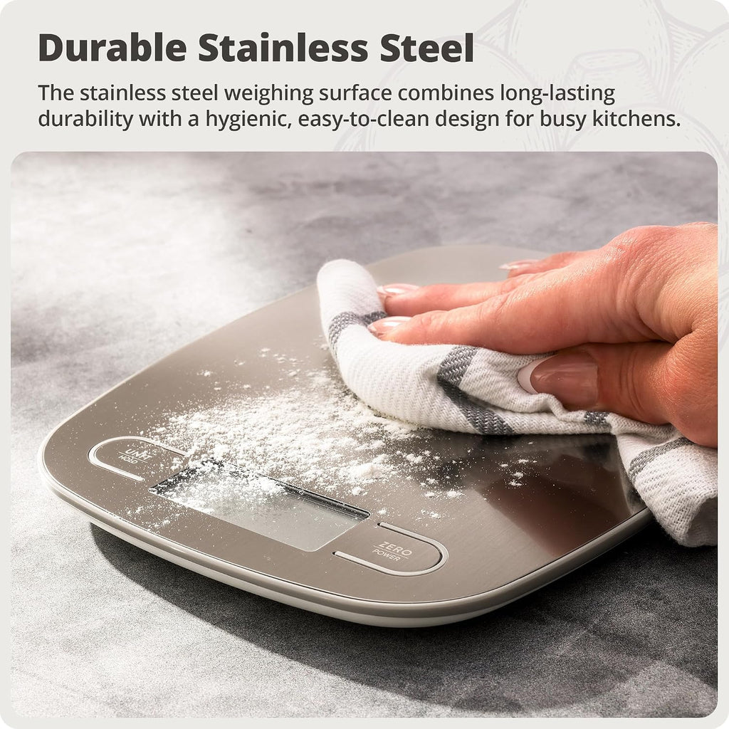 Food Scale, Slim & Compact, 1g Precision (Stainless Steel)