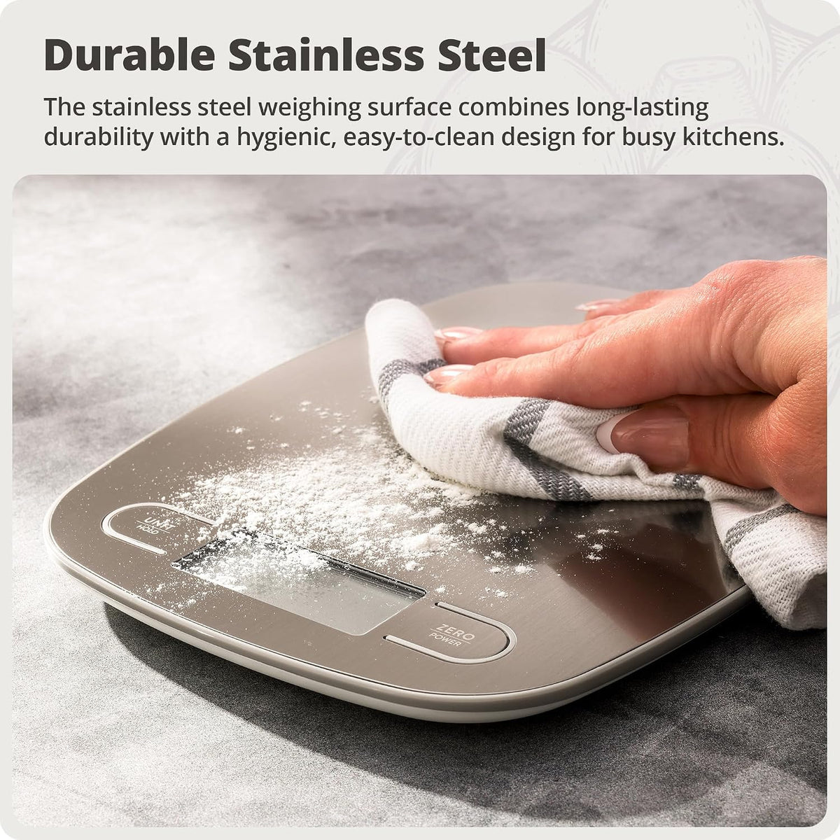 Food Scale, Slim & Compact, 1g Precision (Stainless Steel)