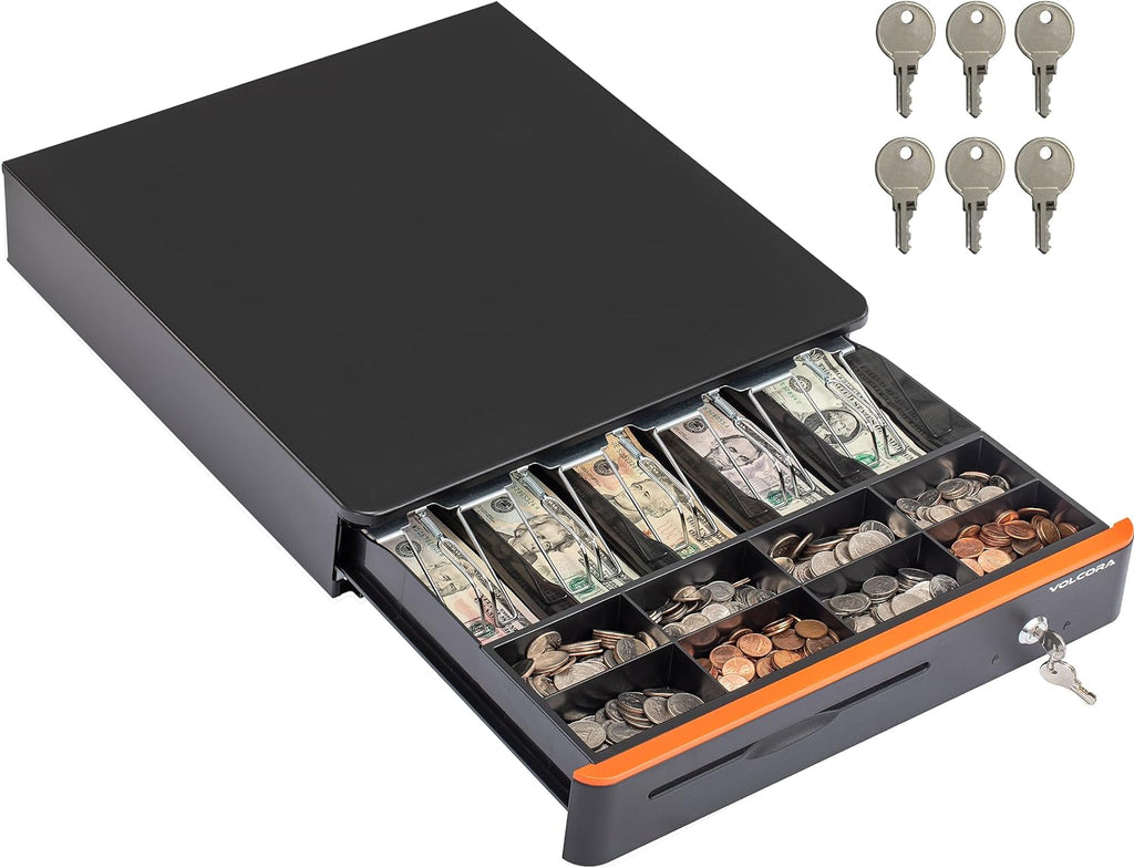 Cash Register Drawer for Point of Sale POS System with Round Corners 16", Removable Coin Tray, 5 Bill 8 Coin, 12-24V