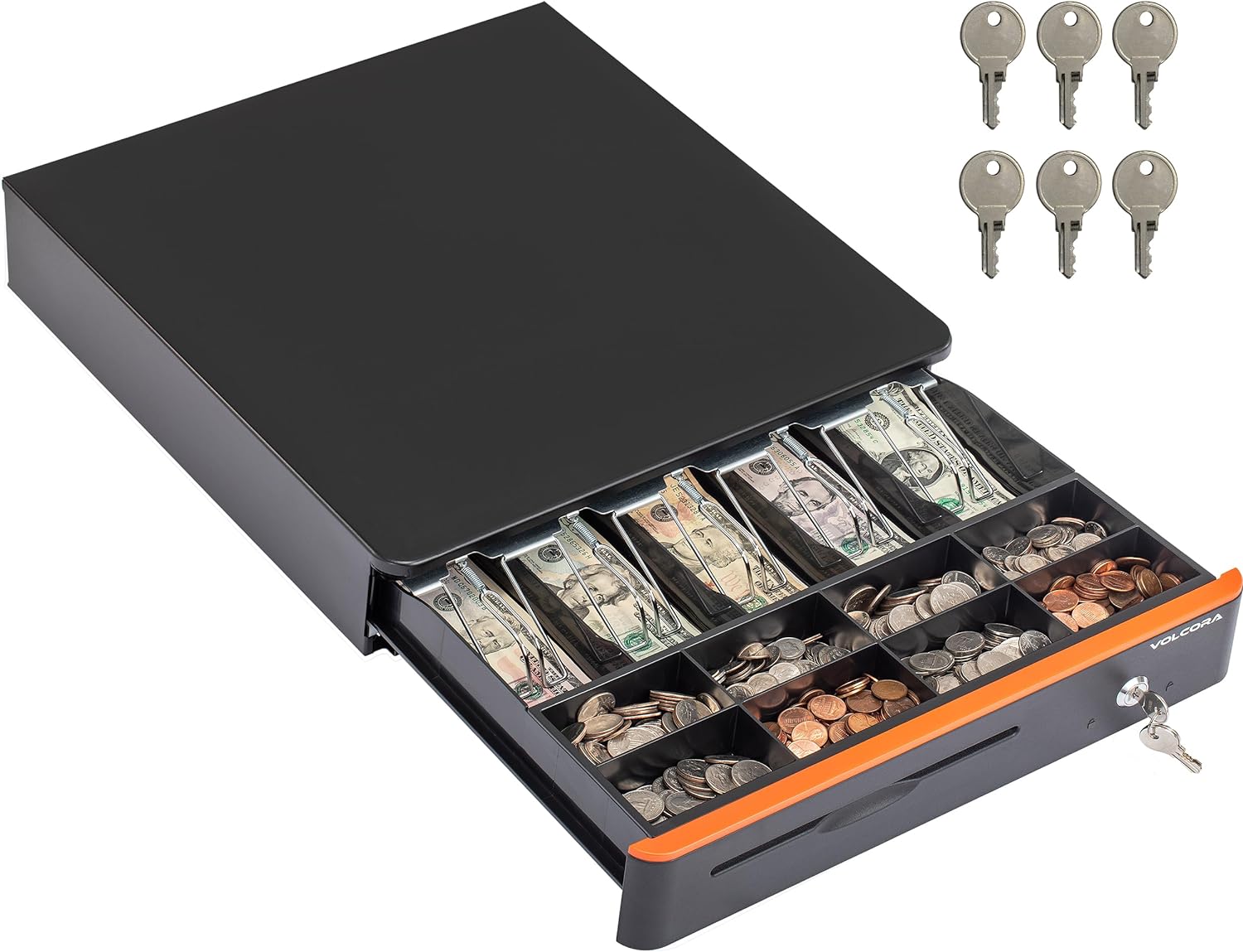Cash Register Drawer for Point of Sale POS System with Round Corners 16", Removable Coin Tray, 5 Bill 8 Coin, 12-24V