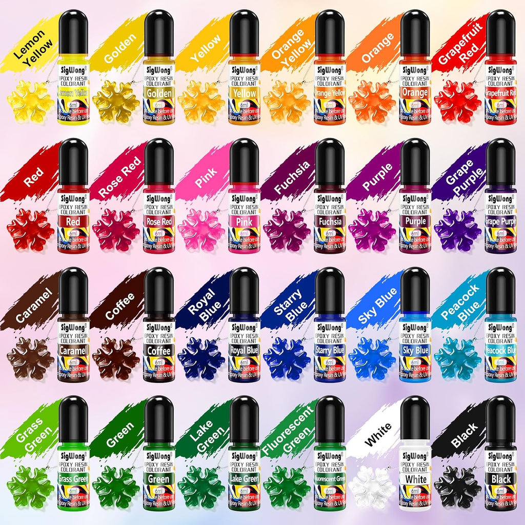 Epoxy Resin Pigment - 24 Colors Liquid Translucent Dye, Highly Concentrated for DIY Jewelry Making, Paint, Craft