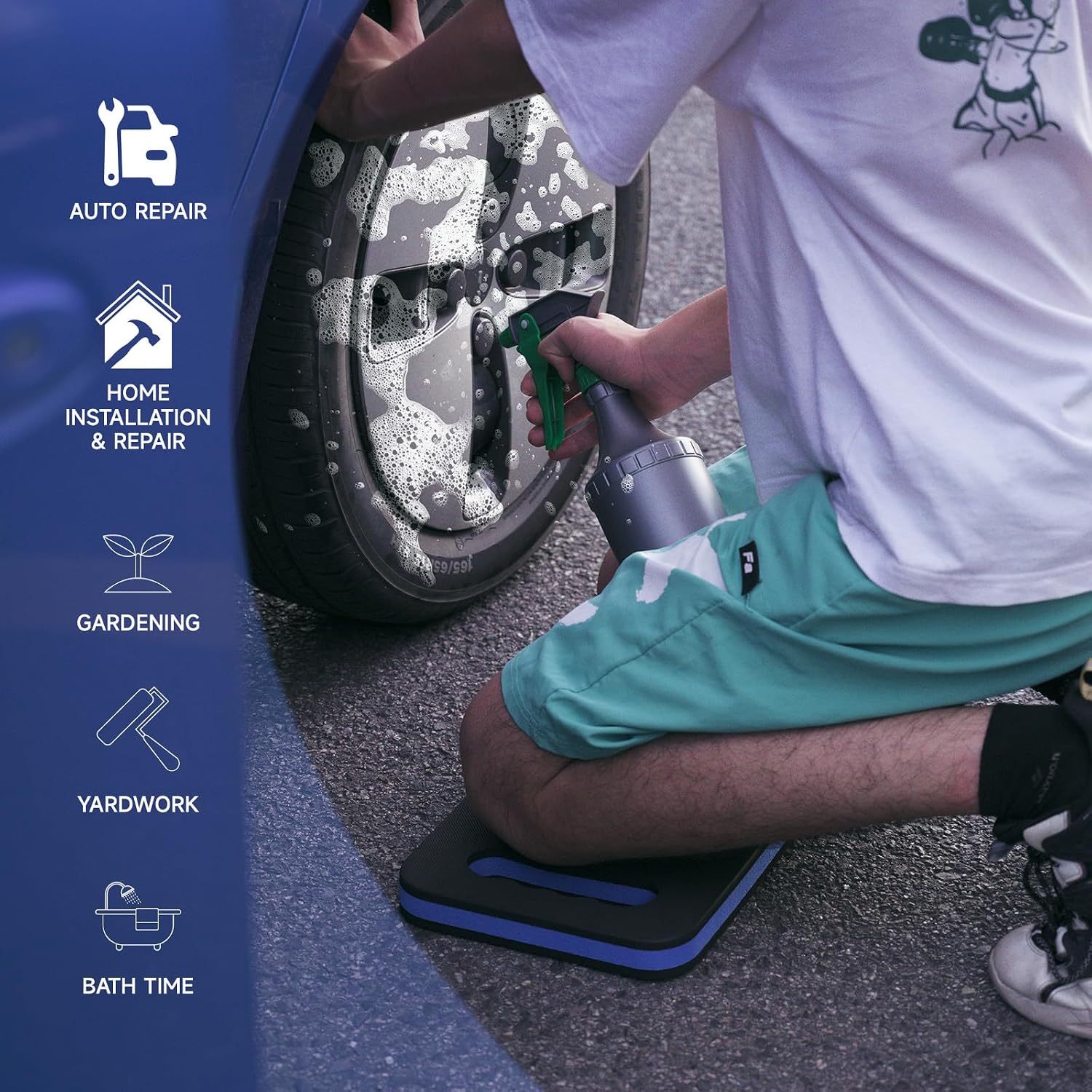 Kneeling Pad with Carrying Handles, Extra Thick Foam Cushioning Mat for Knee, Water Resistant Knee Pad for Gardening