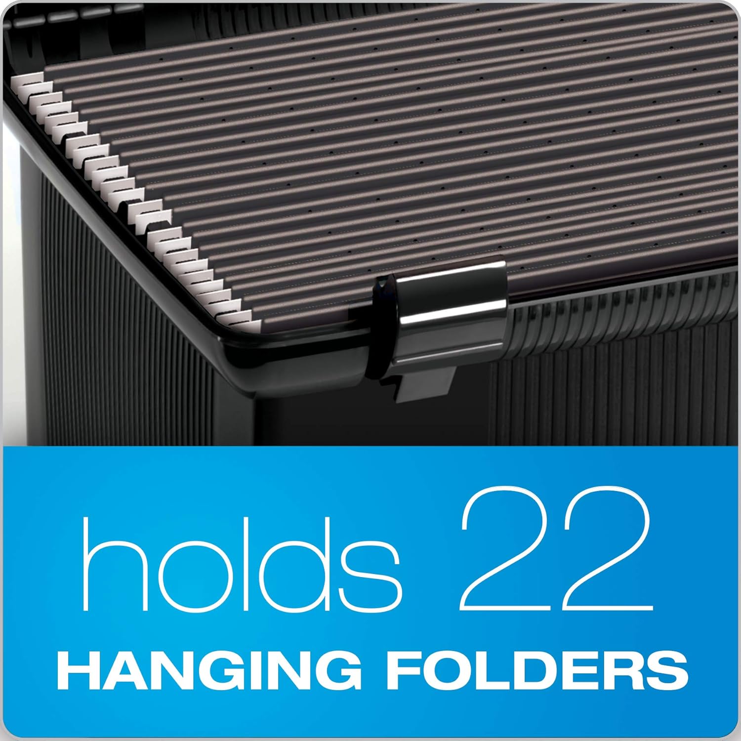 Portable File Box with File Rails, Simple Document Storage, File Bin for Home and Office, Hinged Lid with Double