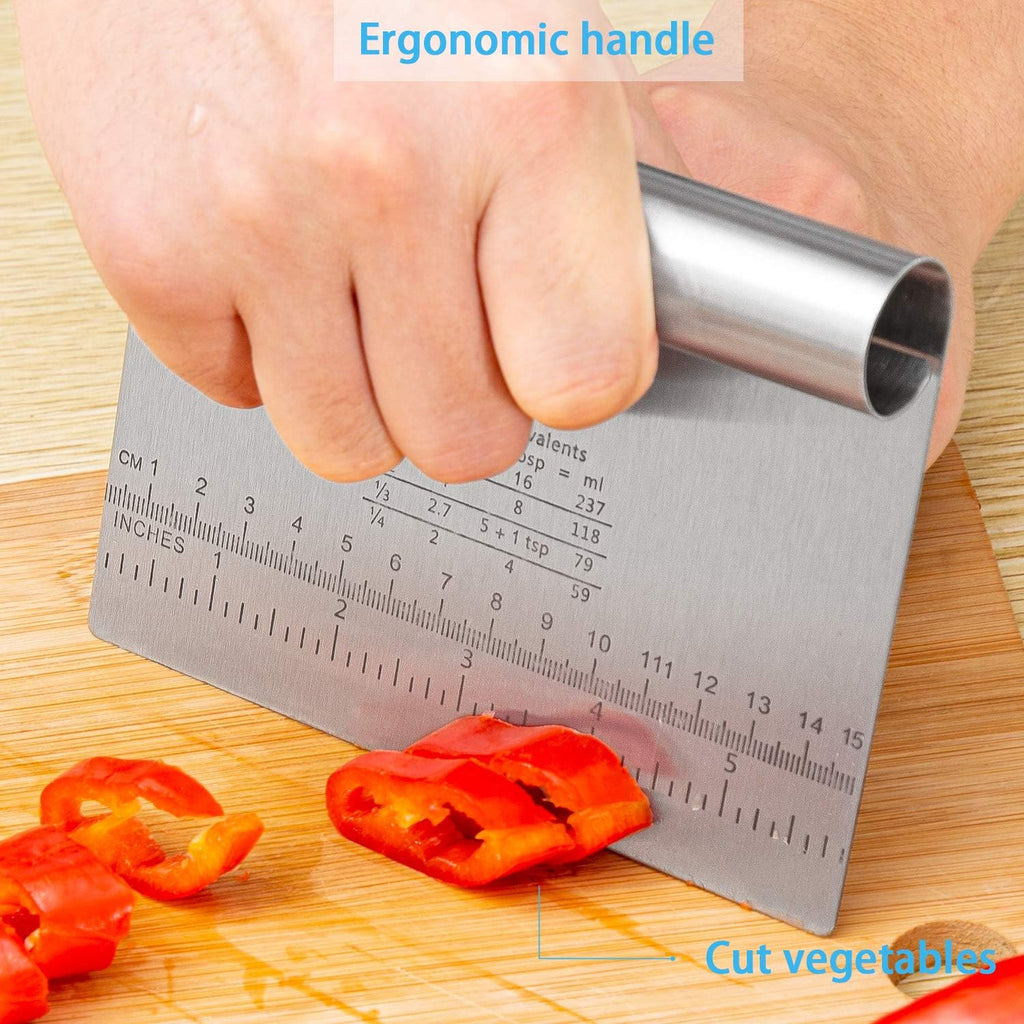 Pro Dough Pastry Scraper/Cutter/Chopper Stainless Steel Mirror Polished with Measuring Scale Multipurpose- Cake