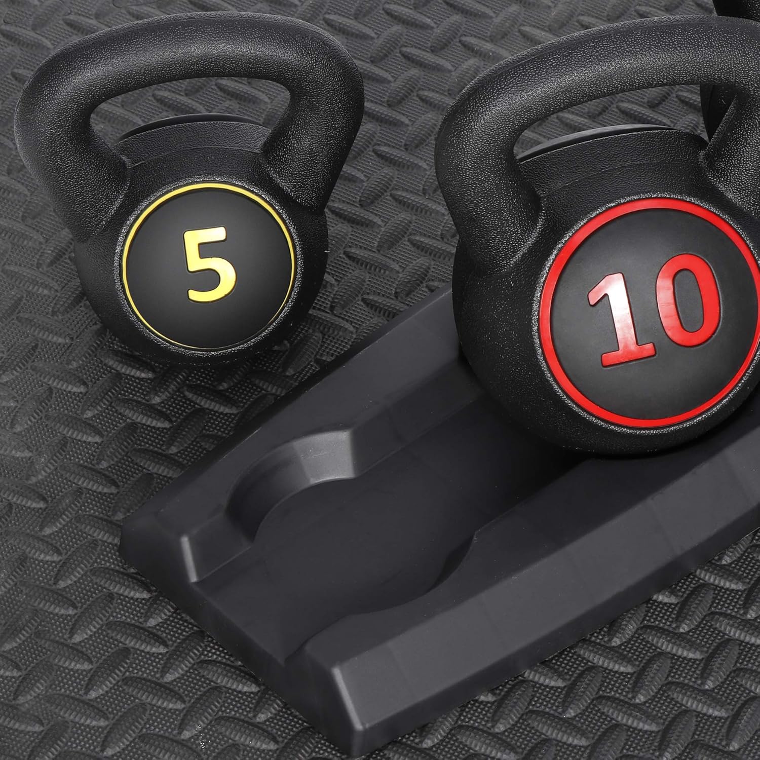 3-Piece Kettlebell Set, Exercise Fitness Weight Set with Base Rack for Home Gym, Home Workouts, Strength Training