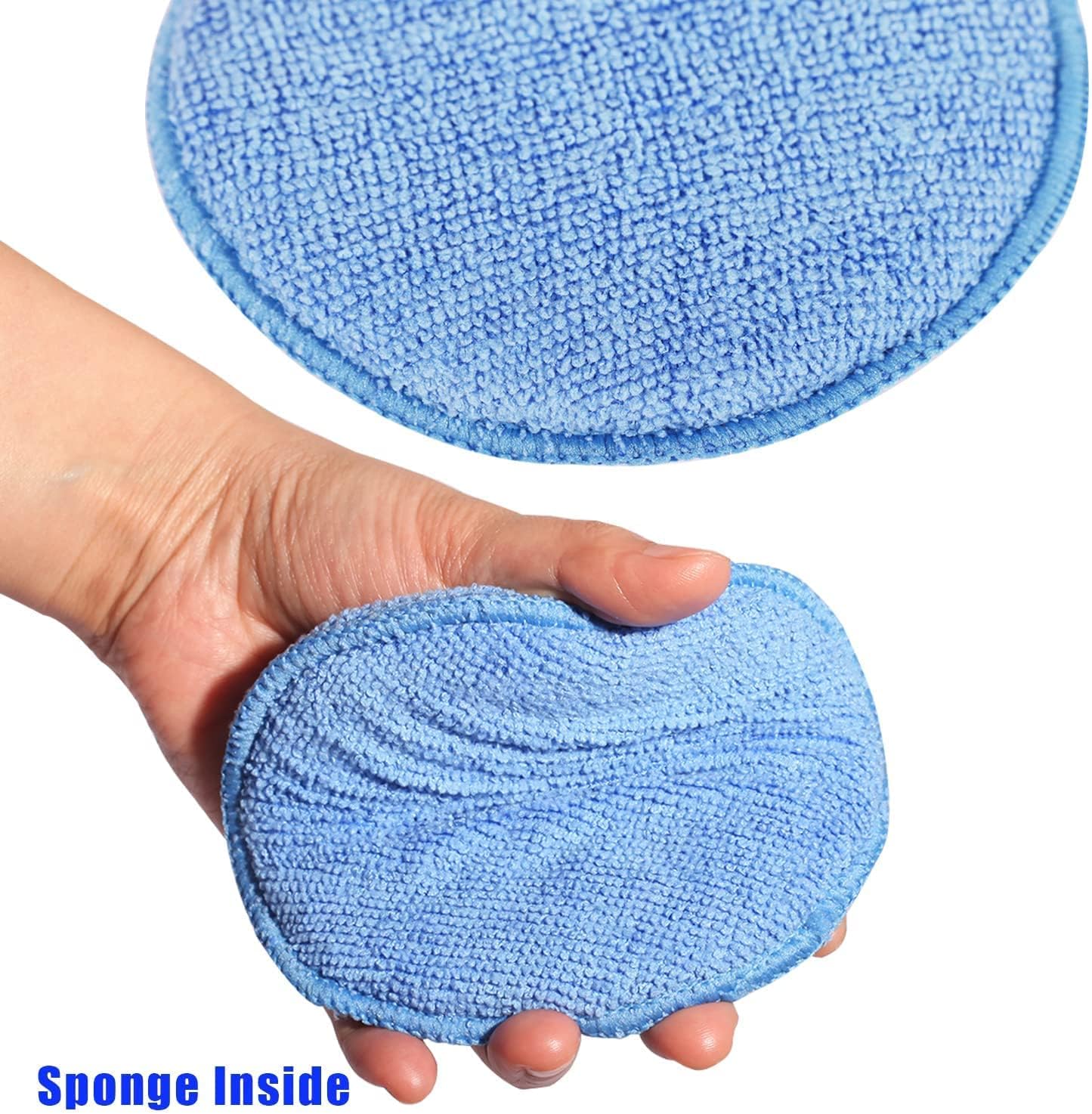Microfiber Wax Applicator Pads, Car Wax Applicator, Buffing & Detail Polishing Foam Pads for Car Cleaning and Fine