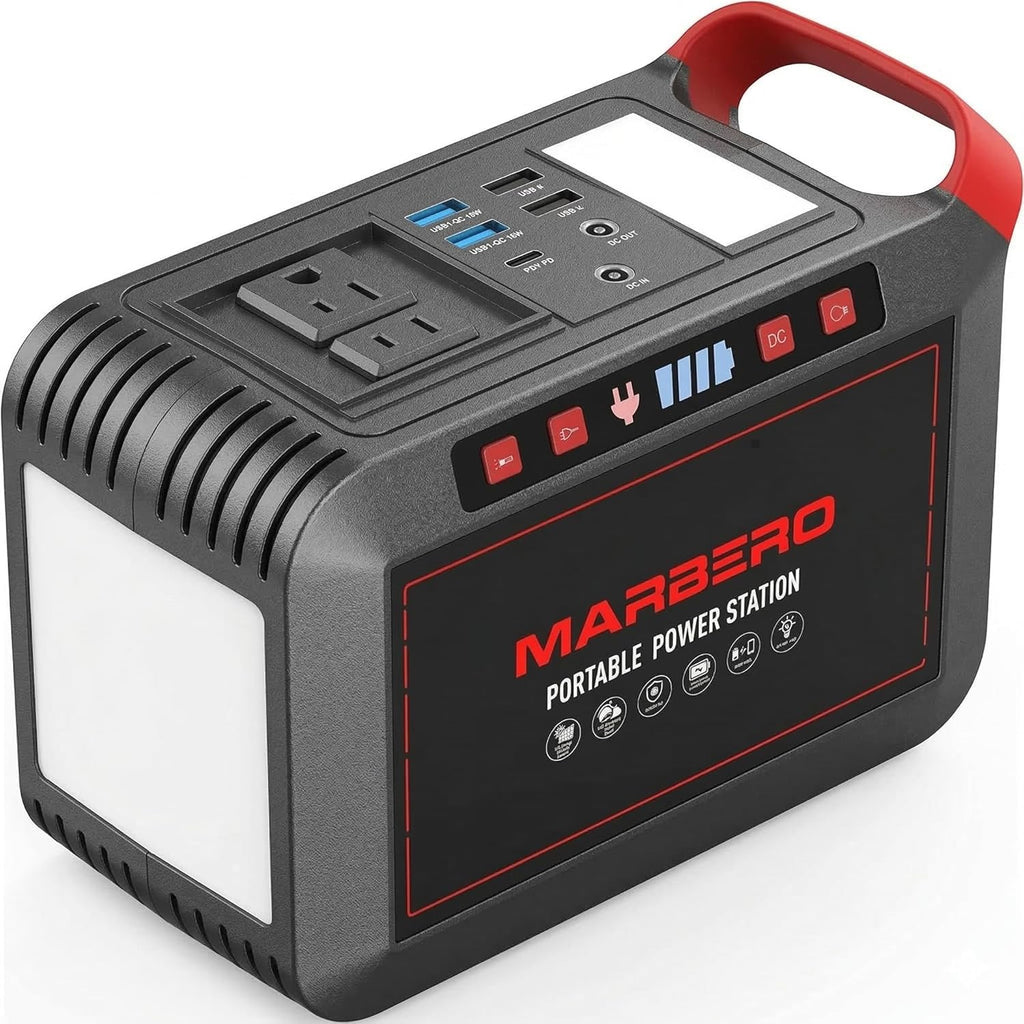 Portable Power Station 300W MARBERO 237Wh Camping Solar Generator Backup Lithium Battery with Pure Sine Wave 110V AC