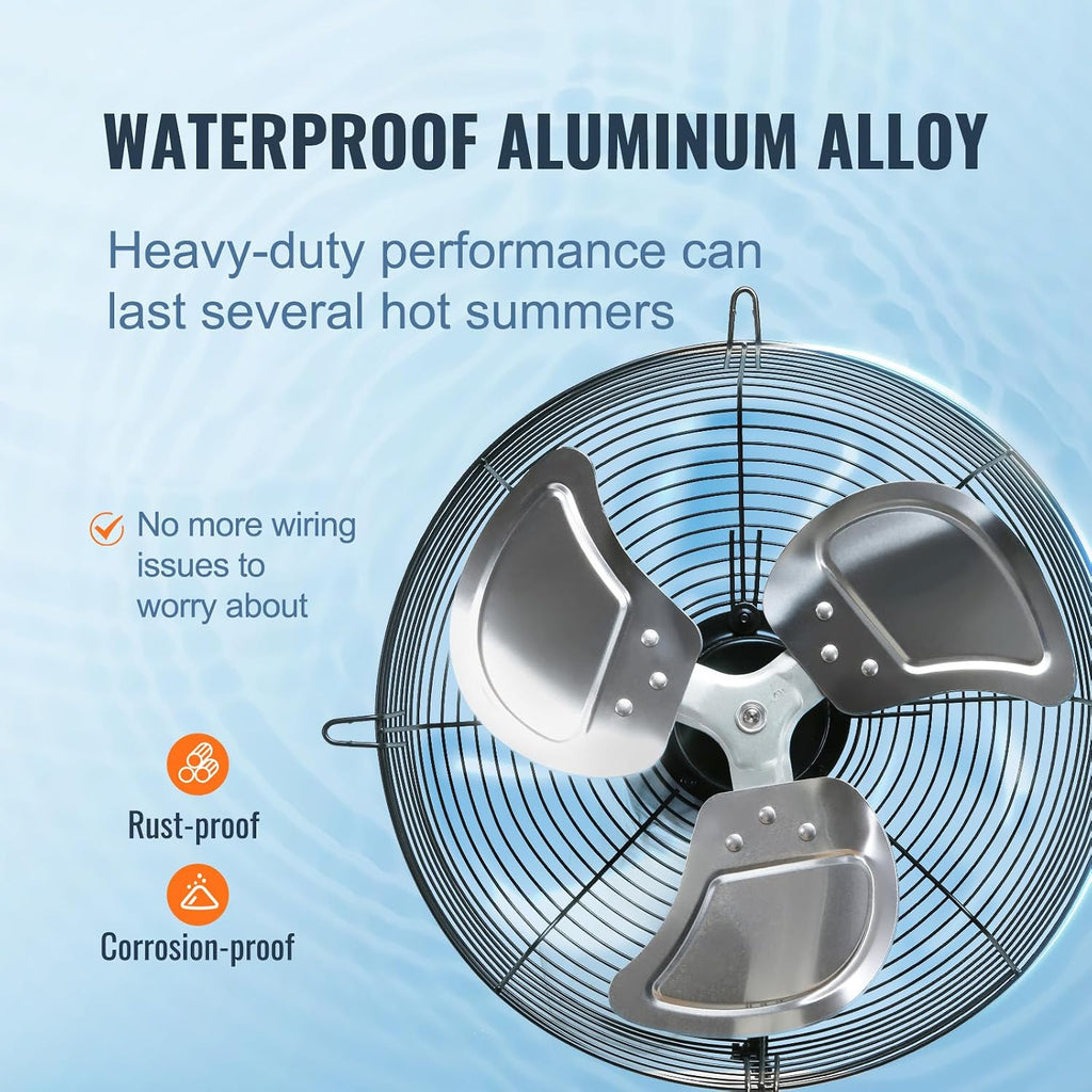 VEVOR 10'' Exhaust Fan, Wall Mounted Attic Fan with Variable Speed, 820 CFM, Automatic Shutter, Ventilation and Cooling, Silver, Fan Only