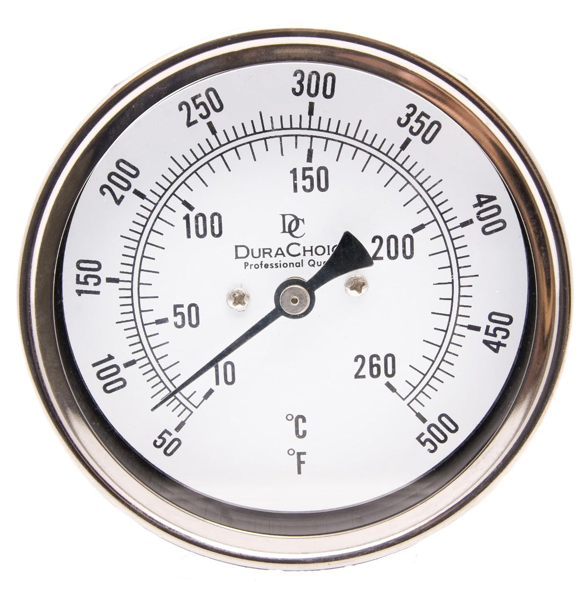 Bimetal Thermometer, 5" Face, 2-1/2" Stem, 50-500°F