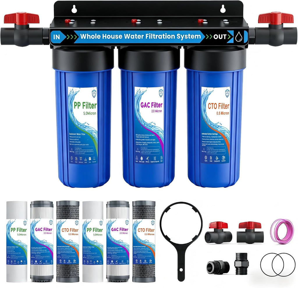Whole House Water Filter System, Extra 2 Sets Filter,0.5Micron Filtration