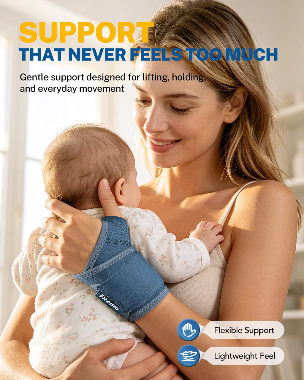 Wrist Brace with Soft-Touch Fabric, Breathable Compression Support