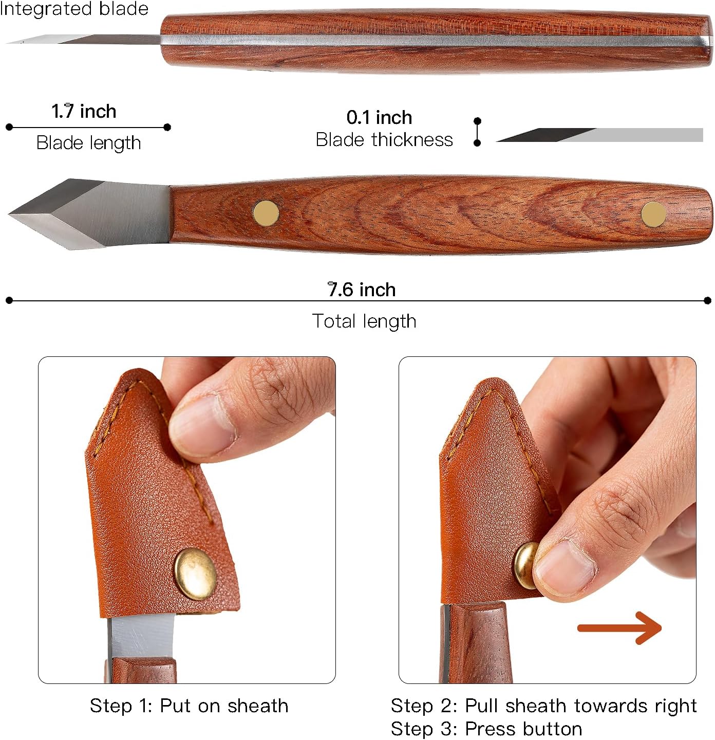 Marking Knife Woodworking Heavy Duty Scribing Gauge Knife Leather Sheath Carbon Steel Double Beveled Blade Striking