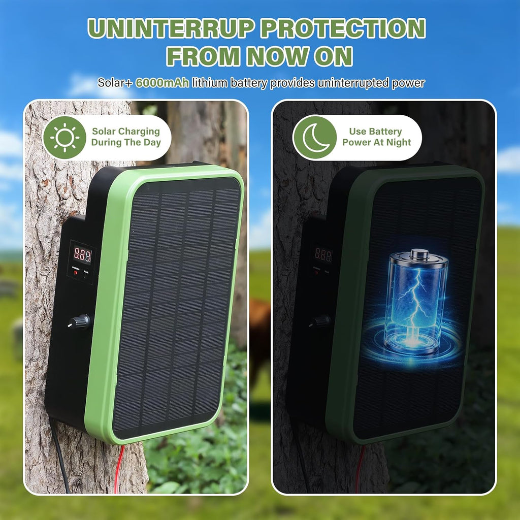 Solar Electric Fence Charger, Energizer with Stand 5kV-9kV Output