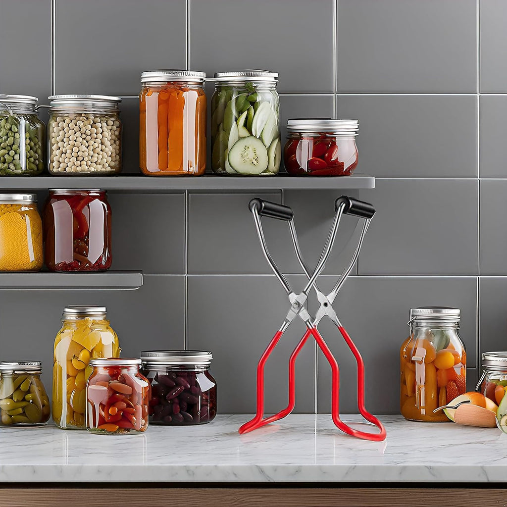 Canning Jar Lifter Tongs - Stainless Steel Jar Lifter with Rubber Grips