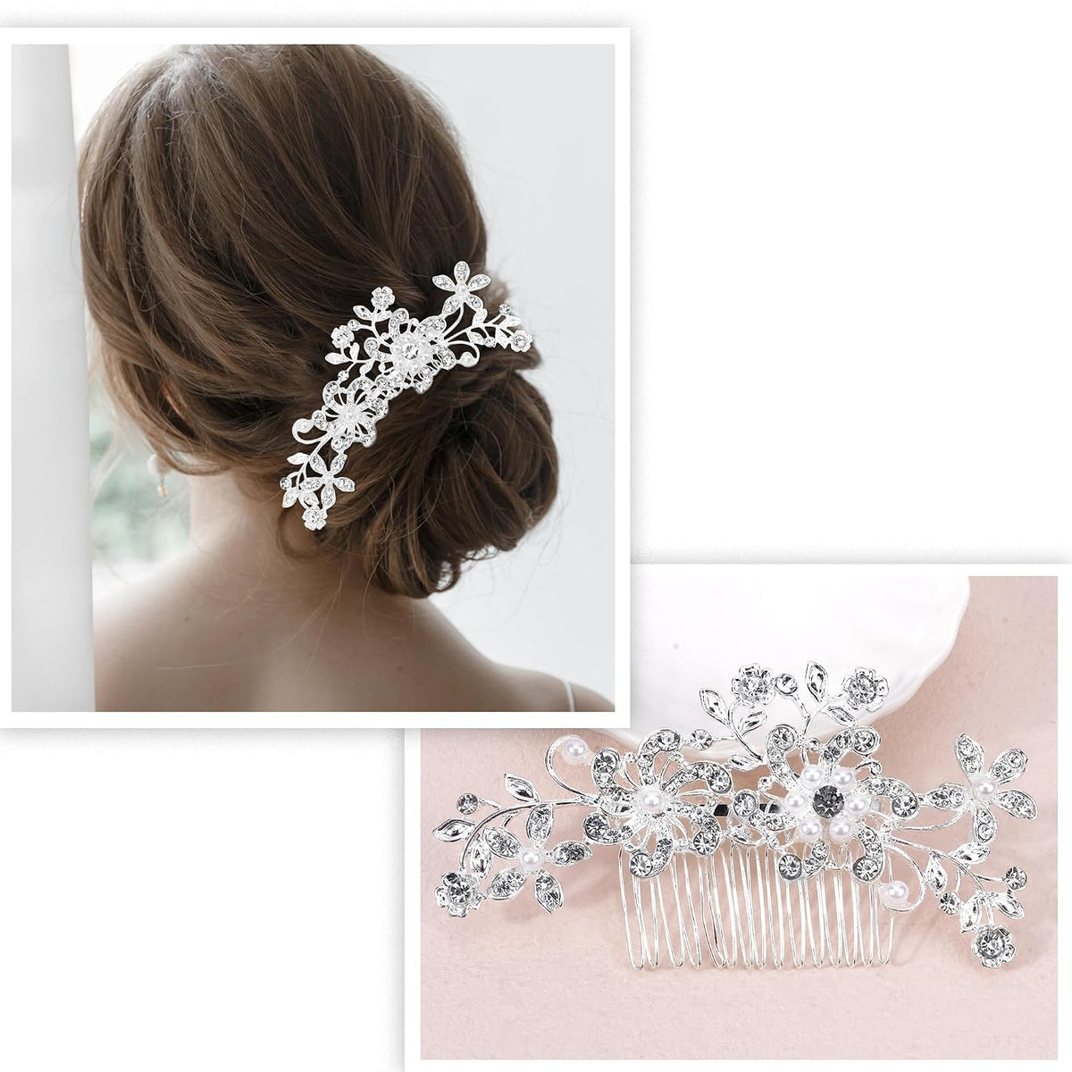 Wedding Bridal Hair Accessories 5Pcs Wedding Hair Pieces for Brides Silver Hair Pins Hair Comb Set Bride Accessory