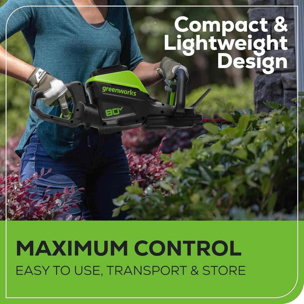 80V 26 in Cordless Hedge Trimmer, 2.0 Ah Battery and Charger