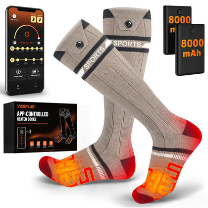 Heated Socks for Men & Women, 2 x 8000mAh Rechargeable Batteries