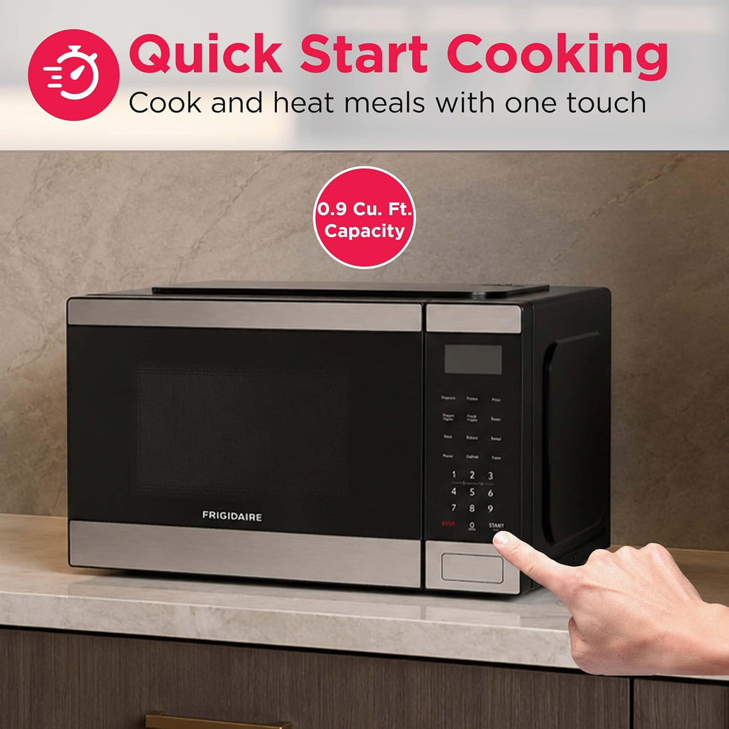 0.9 CU. FT. Microwave, Digital Control Panel - Auto Cooking Settings - Child Safety Lock - Stainless Steel