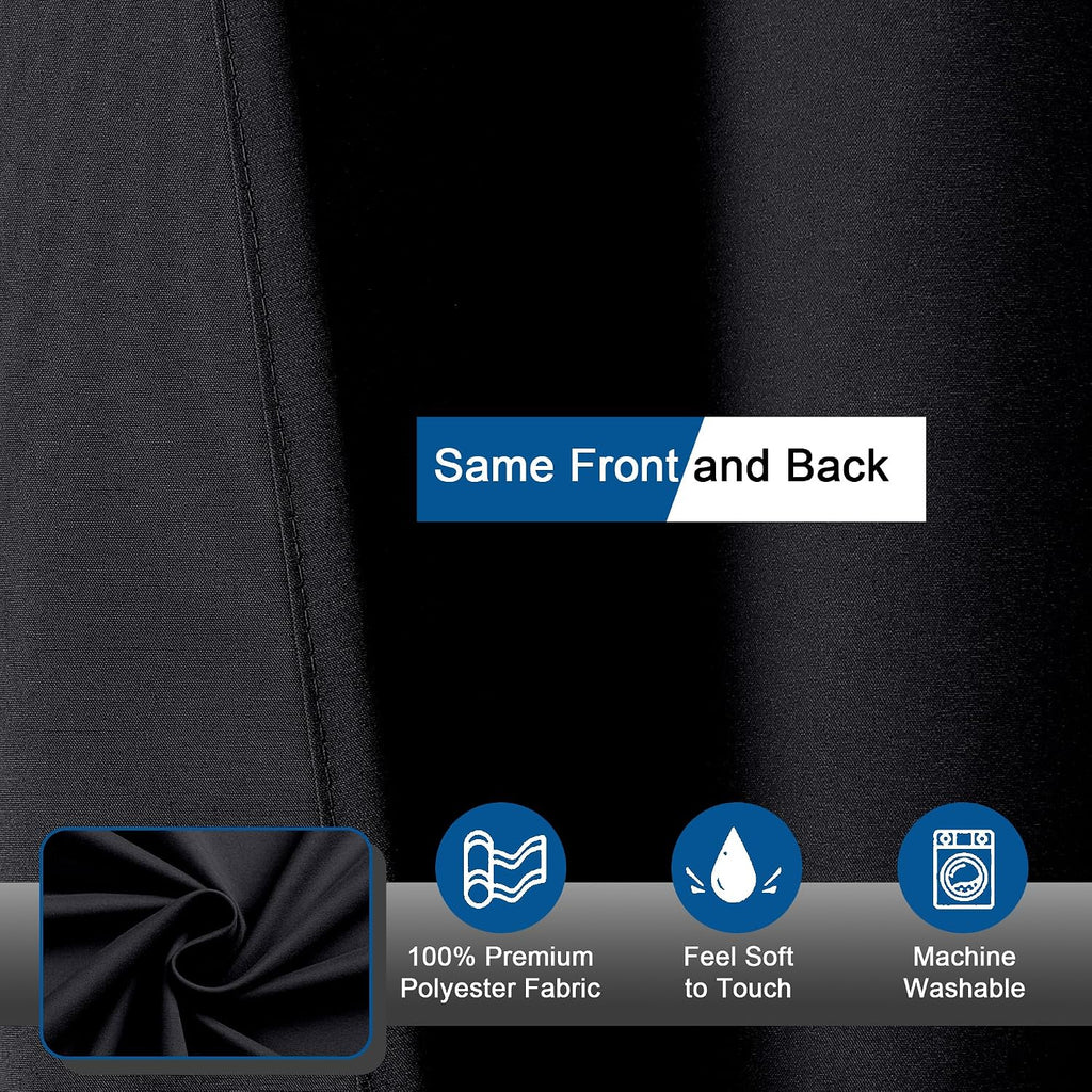 Zora Solid Black Shower Curtain for Bathroom, Fabric Shower Curtain- Soft Cloth & Hotel Spa Quality, Water Repellent