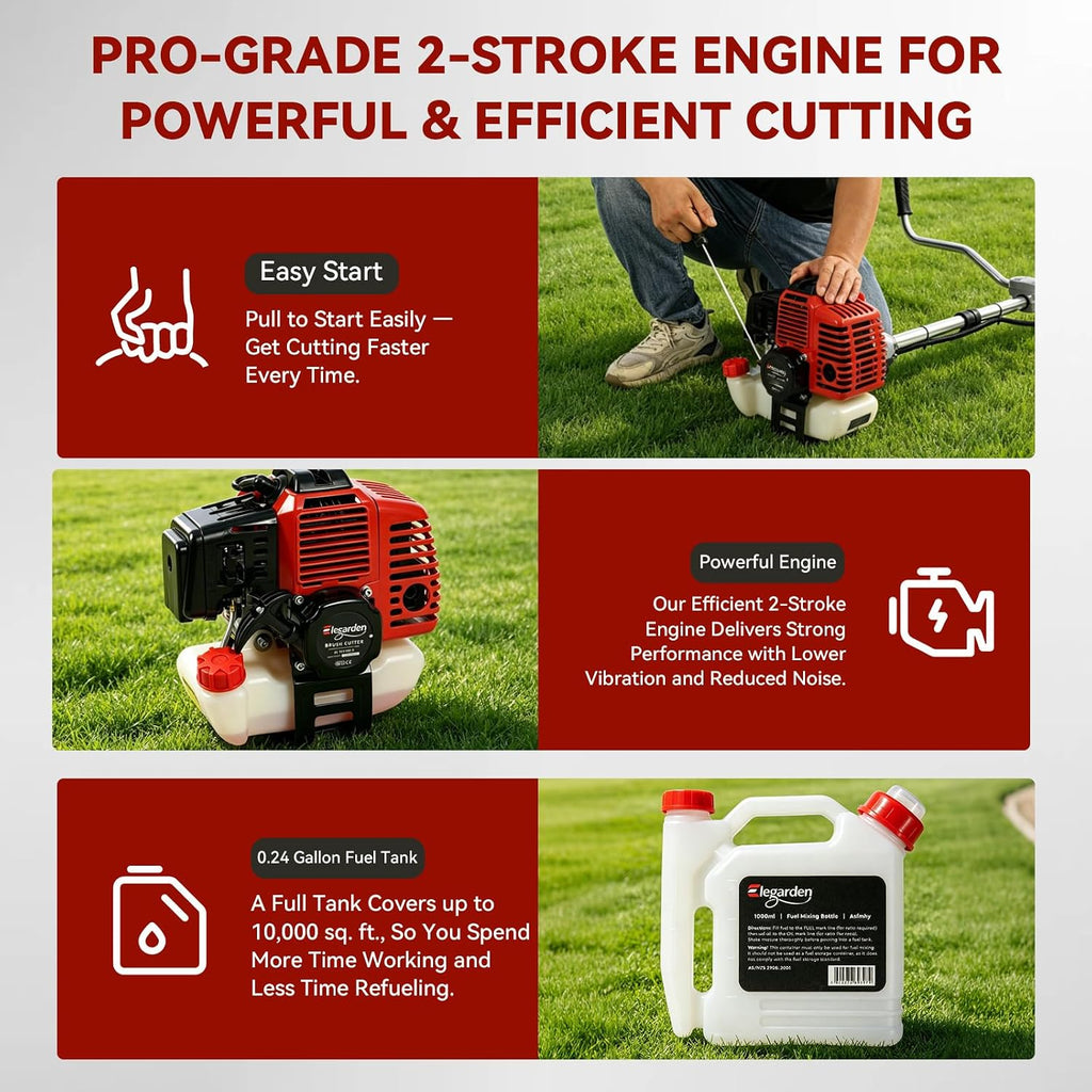 51.7CC 2-Cycle Gas Weed Wacker, Weed Eater & Brush Cutter, 4-in-1 Straight Shaft Gas Powered String Trimmer with