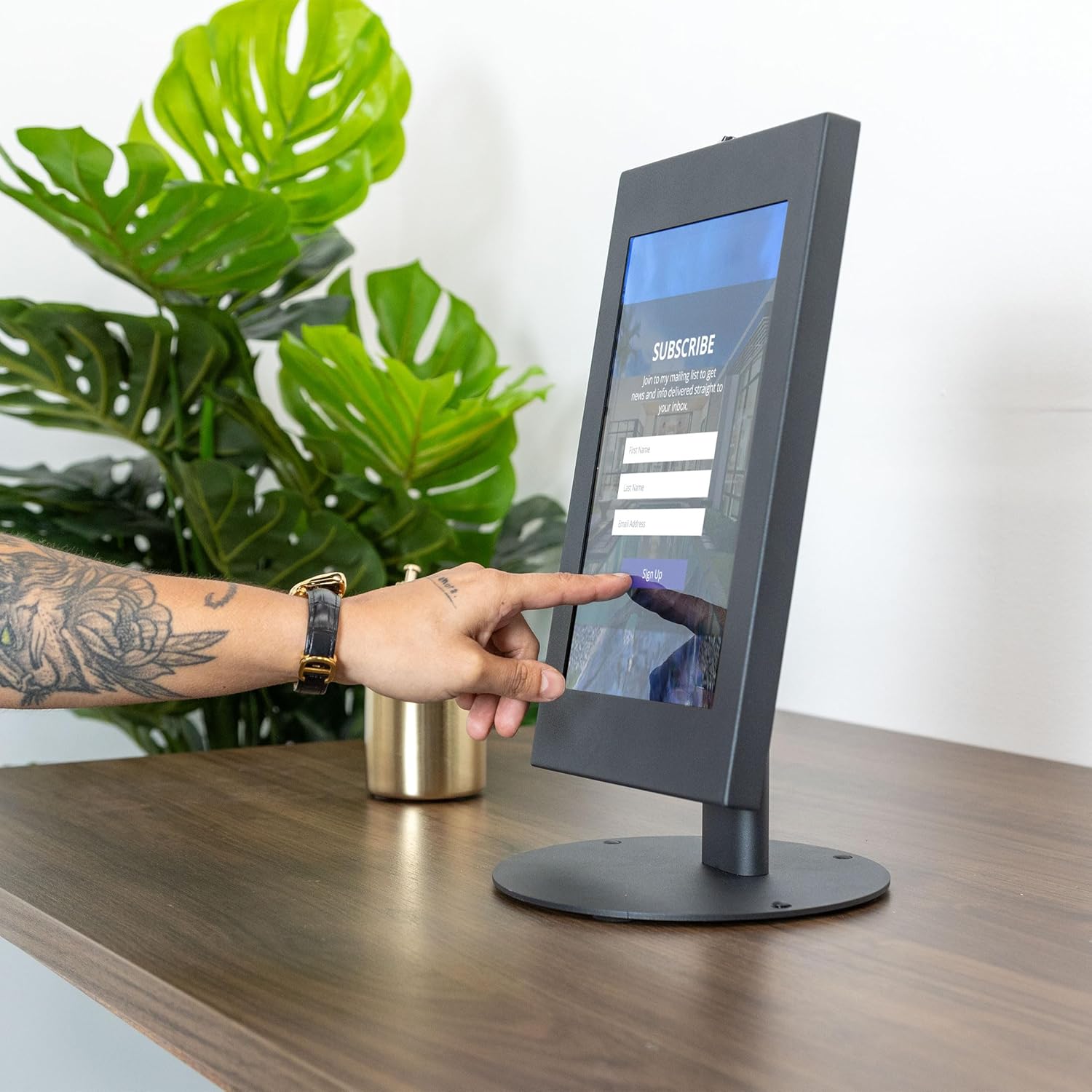 Lockable Tablet Countertop Kiosk Stand Compatible with Samsung | Galaxy Tab A & S Series, Fully Enclosed Anti-Theft