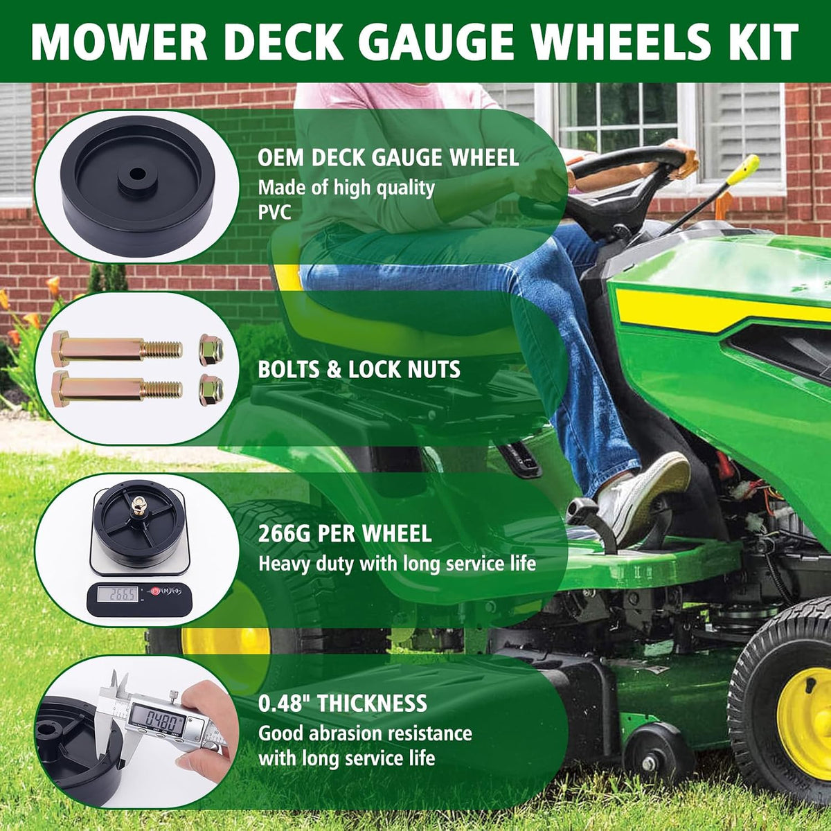 CheeMuii 2 Pack 734-0973 Lawn Mower Deck Wheels Kit with Bolts and Nuts