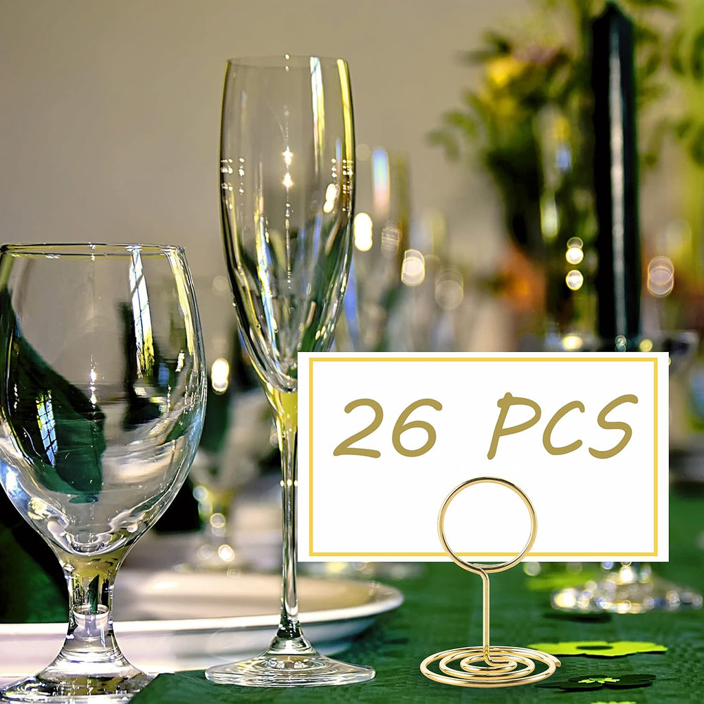 Table Number Holders, 26PCS Place Card Holder, Photo Holder (2" Gold) | Picture Holder, Cards Stand Name Menu Clips
