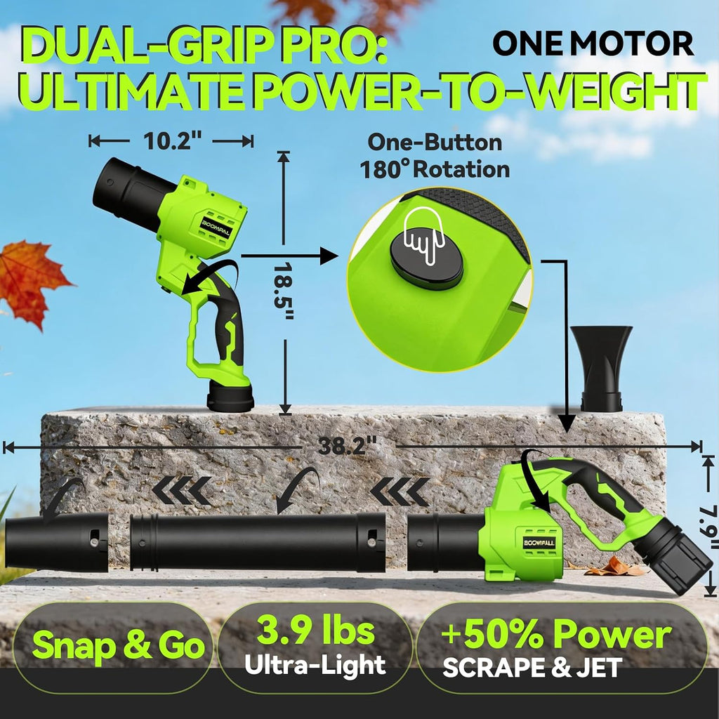 Leaf Blower Cordless with Battery and Charger, Cordless Leaf Blower with Rotatable Body, 2-Pack 20V Batteries