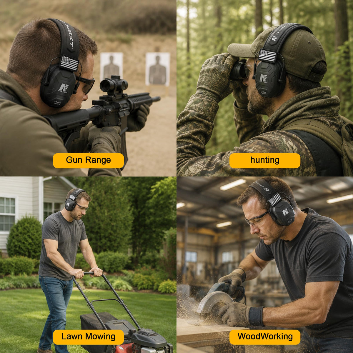Noise Reduction Ear Muffs,Foldable Shooting Ear Protection,BLACK