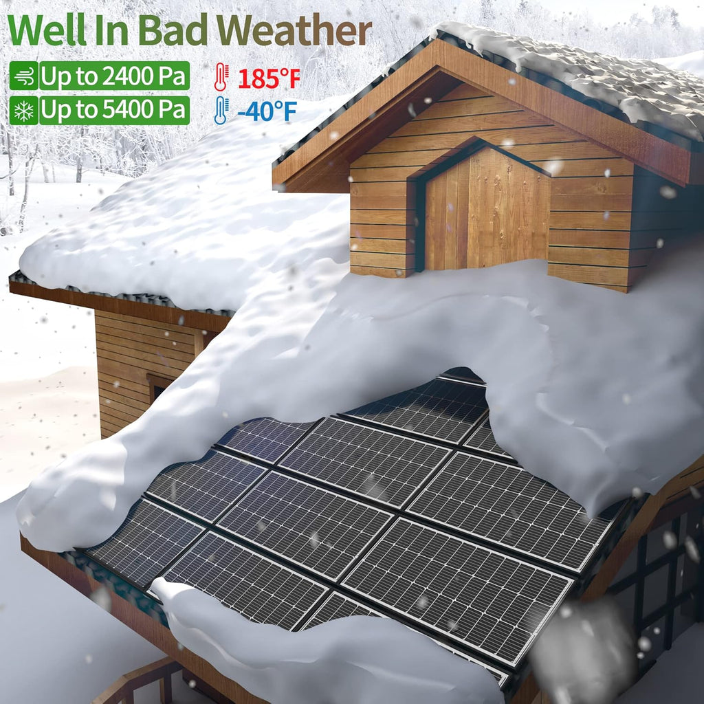 200 Watt Solar Panels, 10BB Monocrystalline 12V 2PCS 100W Solar Panel, 23% High Efficiency PV Module Power Charger