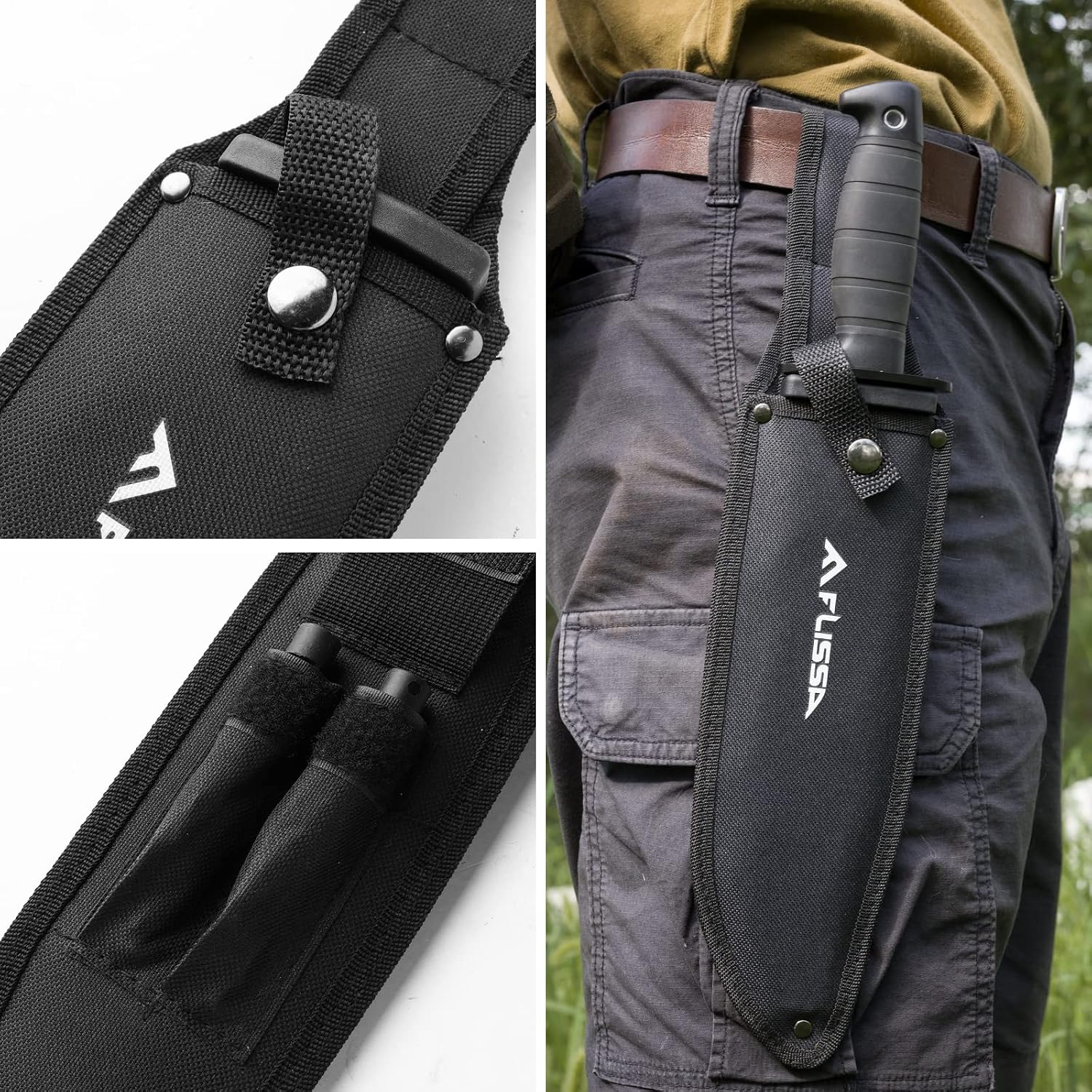 Survival Hunting Knife with Sheath, 15-inch Tactical Bowie Knife | Sharpener & Fire Starter Included, Full Tang Fixed