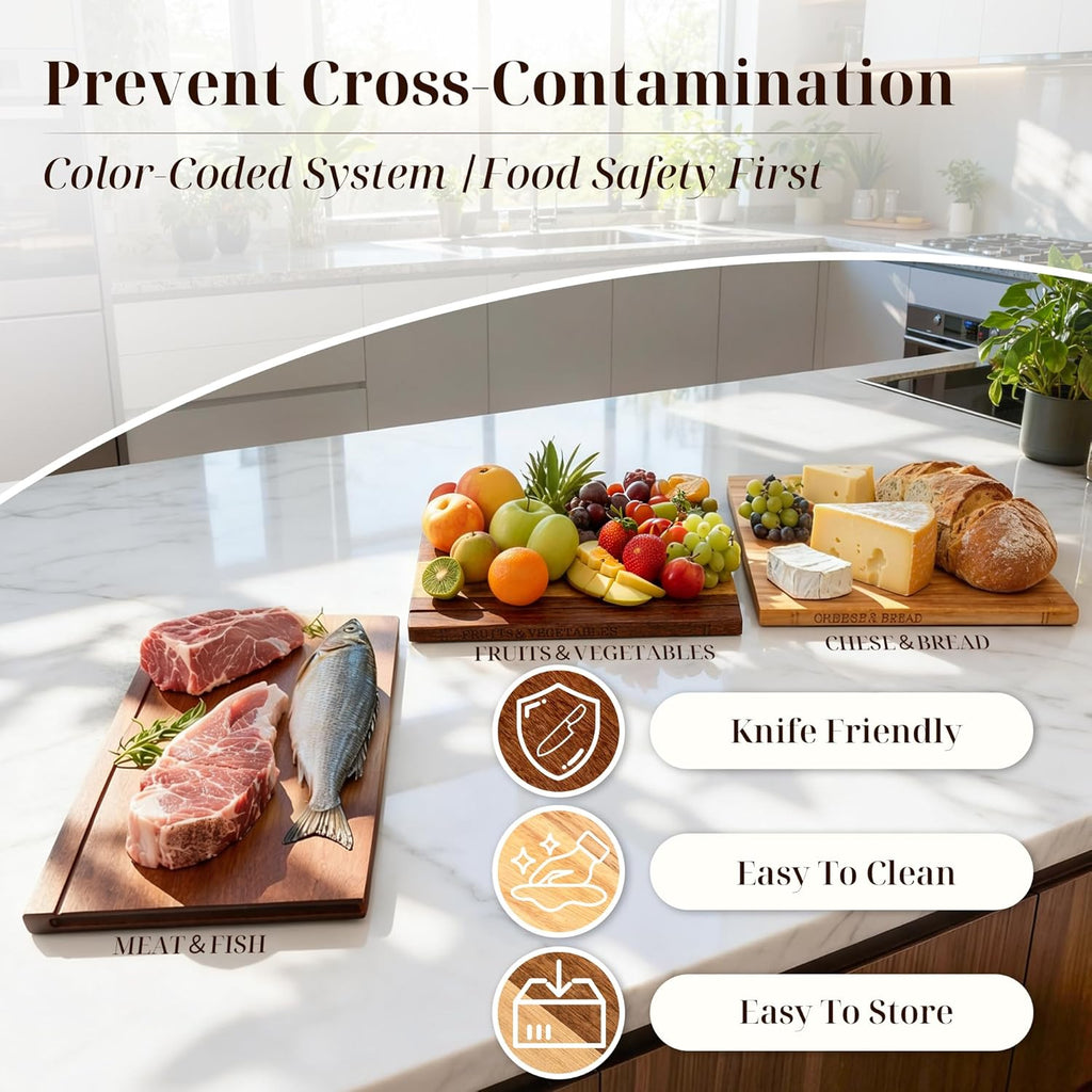 Book Cutting Board Set with Wooden Stand-Wooden Kitchen Cutting Boards That Look Like Books for Vegetables Cheese
