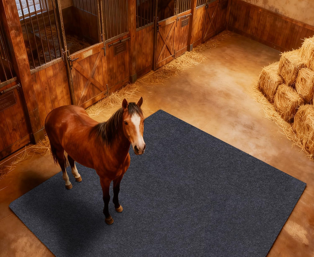 Under Horse/Stable Mats，8 x 10 FT Horse shed floor mat——Backing prevents liquid penetration,Duty Stall Mats for Floor
