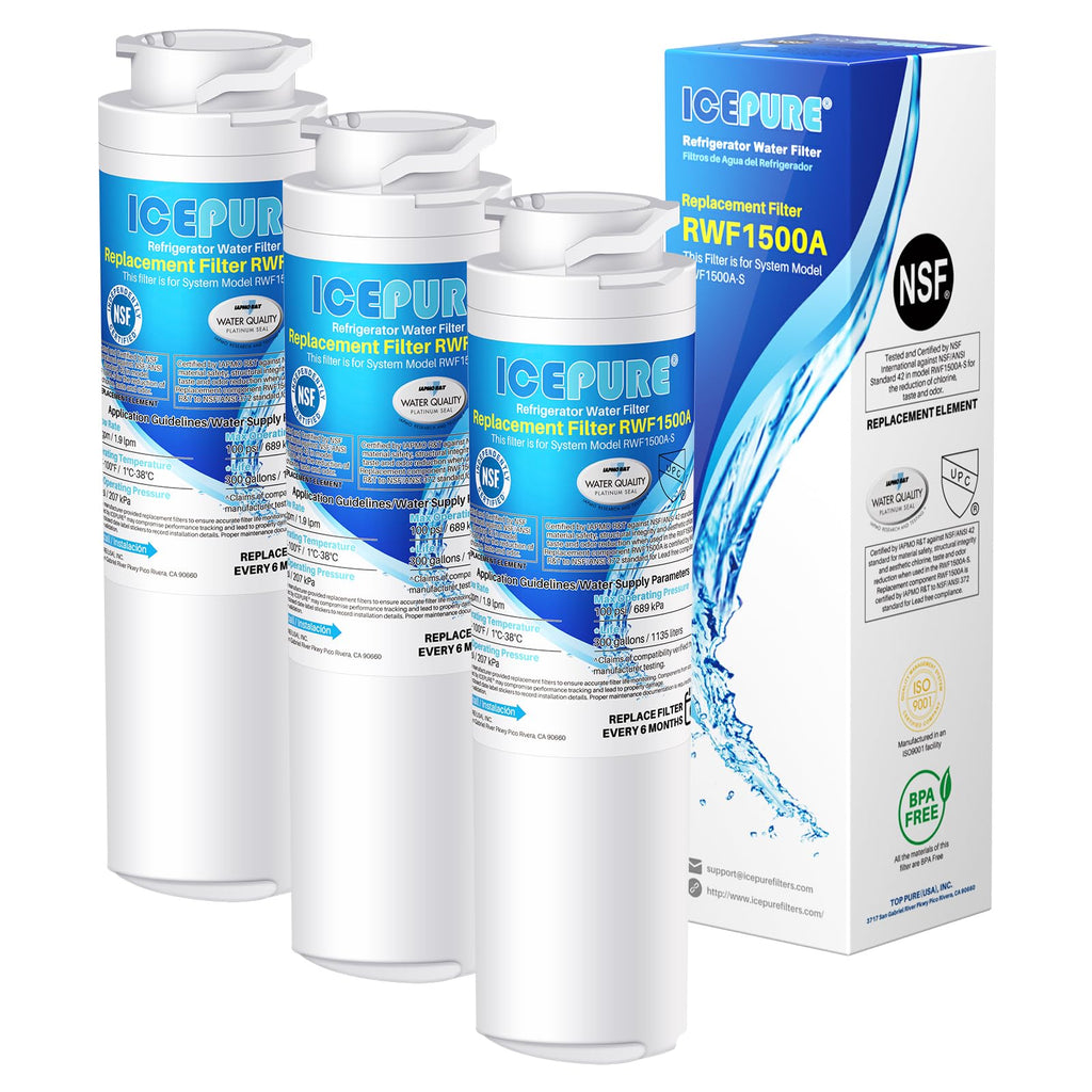 ICEPURE MSWF Refrigerator Water Filter Replacement for GE MSWF, 3 PACK