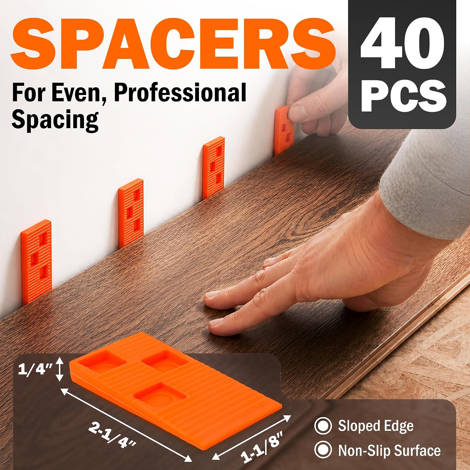 43-Piece Laminate Flooring Tools, Durable Pull Bar, Solid Double Sided Tapping Block, 40 Spacers, 33mm Double-Faced