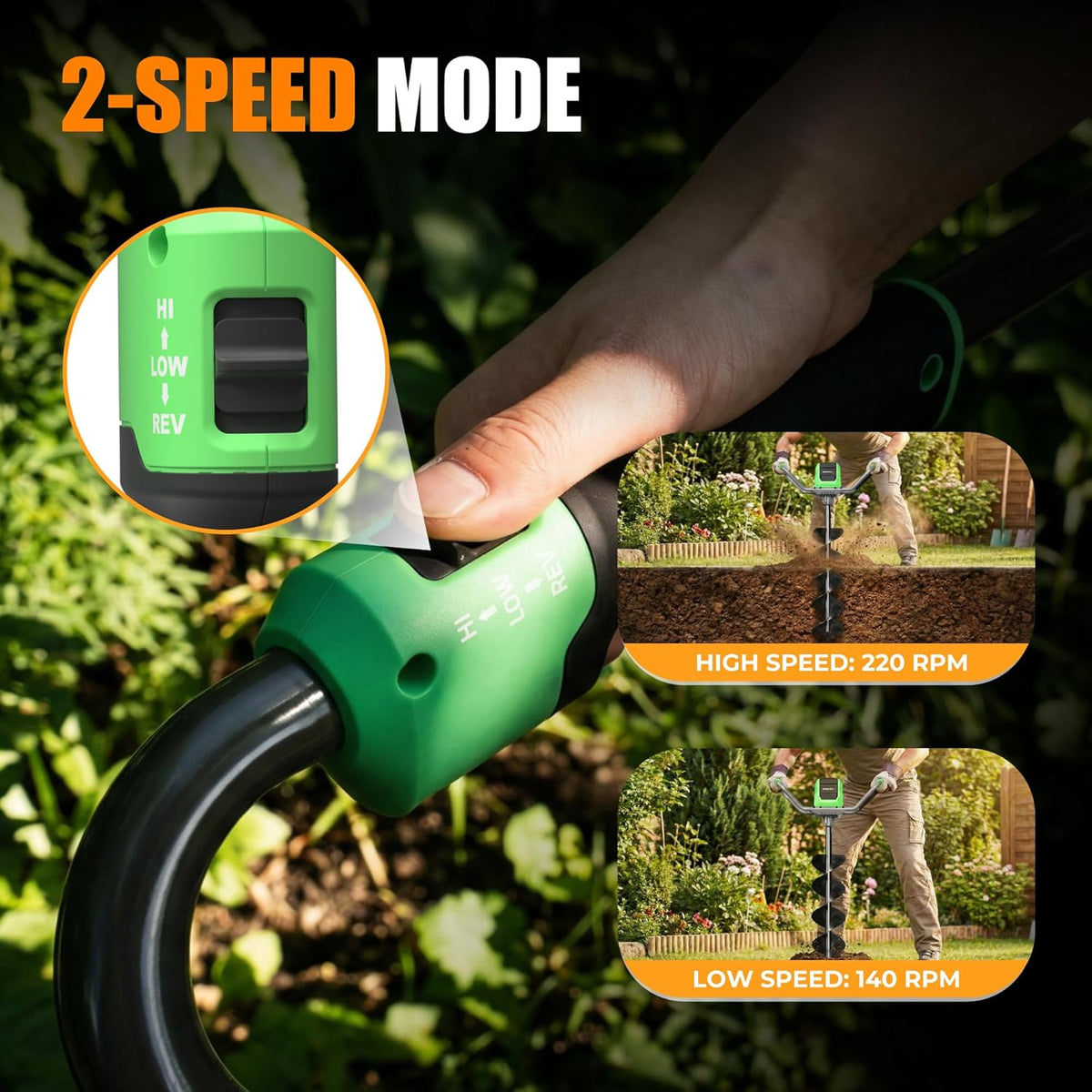 X 40V Electric Auger Post Hole Digger, 8" Auger, 66.4 ft·lbs Torque | 2-Speed & Reverse, Dual 4.0 Ah Battery, Brushless
