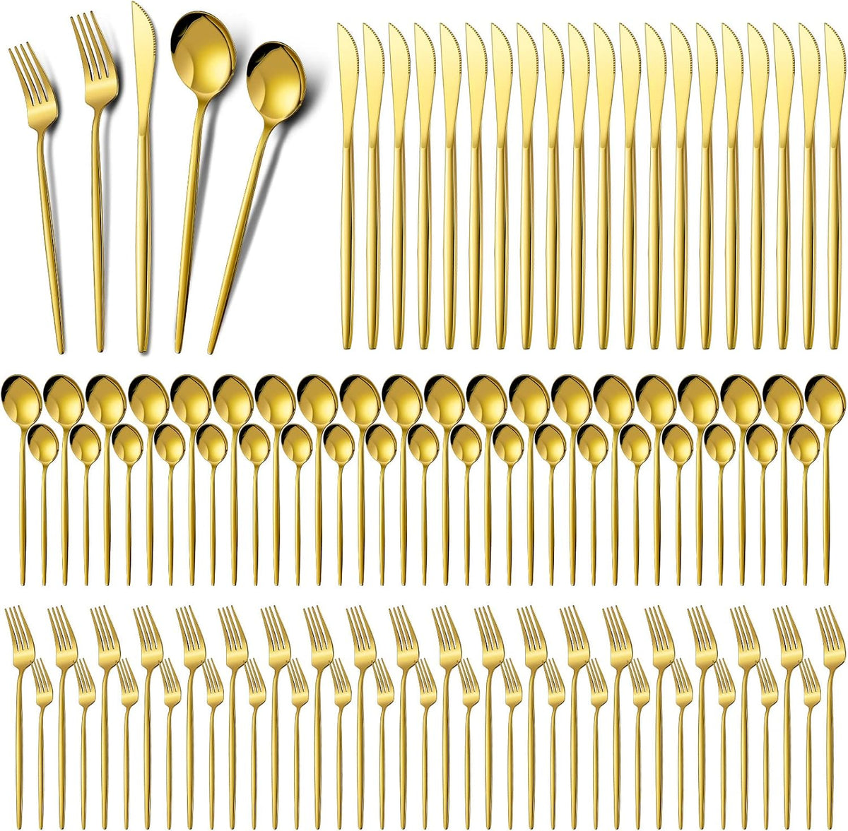 200 Pcs Gold Silverware Set Stainless Steel Flatware Set