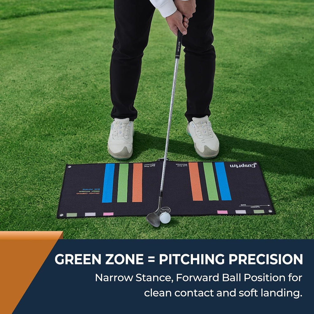 Magnetic Golf Stance Towel & Alignment Training Aid (Right Handed) – Dual-Sided Proper Ball Position & Foot Placement