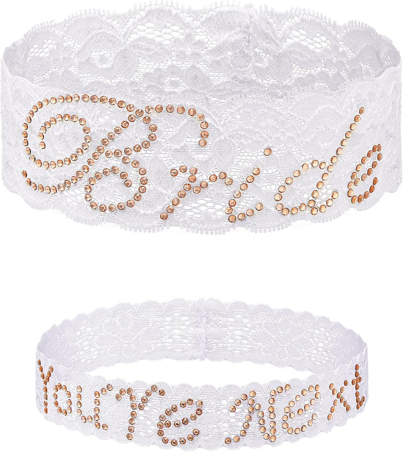 2 Pcs Wedding Garter for Bride Lace,Champagne,16.5 Inch
