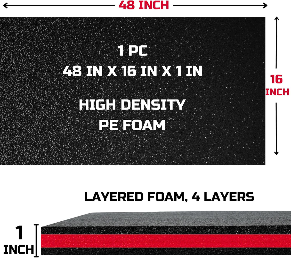 Tool Box Foam Organizer 48x16x1 inch 1PC, Kaizen Sheets for Pro Tool Control, Custom Tool Shadow Inserts for Cases &