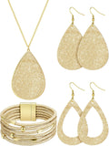 4 Pcs Jewelry Sets for Women Glitter Necklace and Earring Set Multi Layer Bracelet Costume Jewelry Sets for Bridal