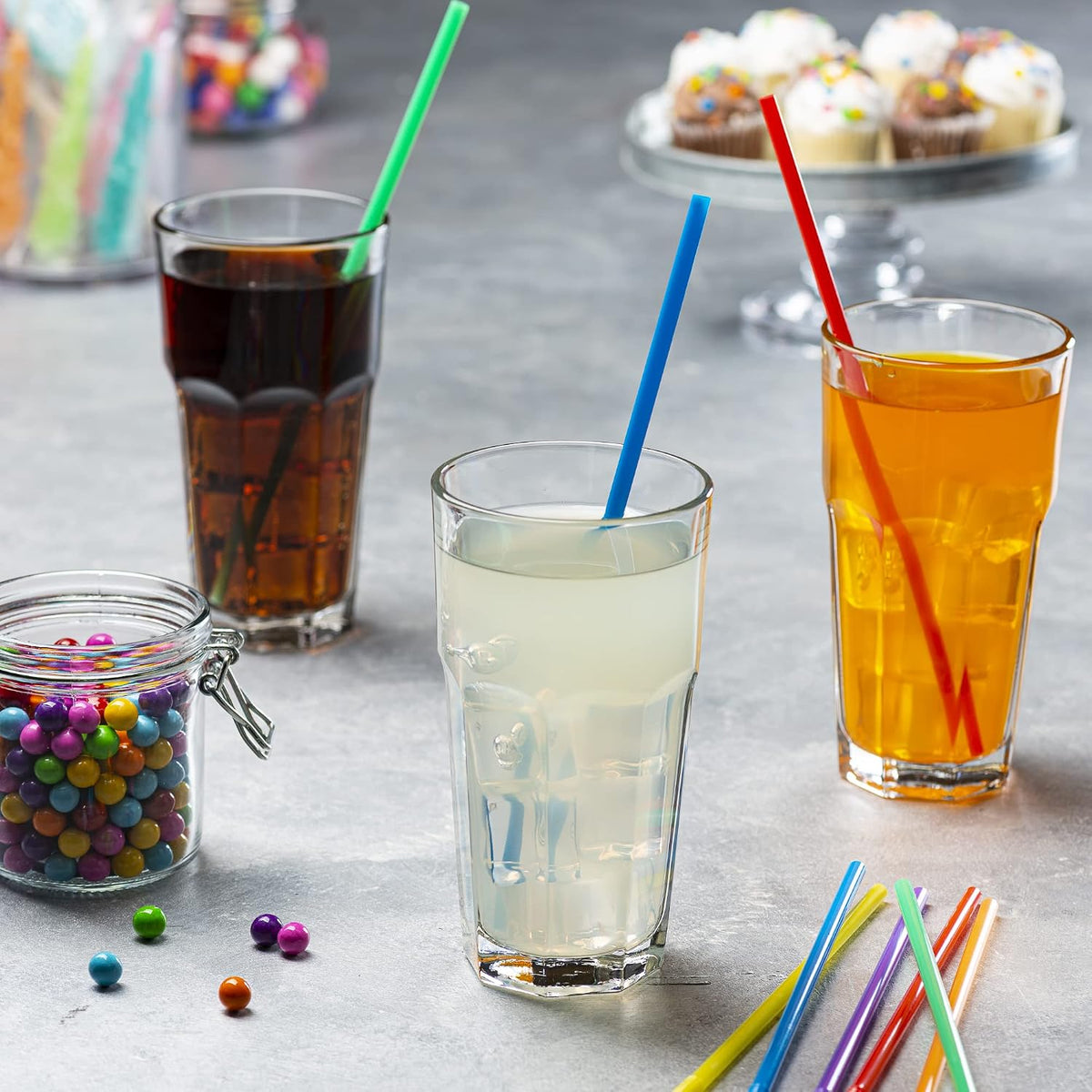 10.02-Inch Long Plastic Straws [200 Count] Disposable Drinking Straws for Cold Beverages, Parties & Events - Assorted