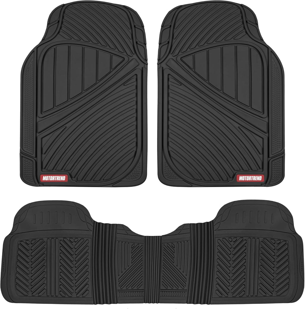 FlexTough Performance All Weather Rubber Car Floor Mats - 3 Piece Floor Mats Automotive Liners for Cars Truck SUV