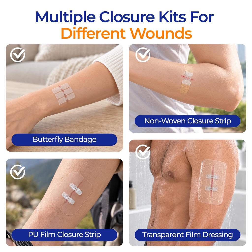 Sterile Wound Closure Strips Kit, Close Secure Protect, First Aid, 48 Piece