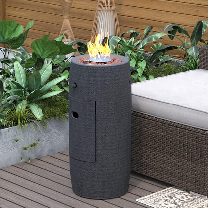 Outdoor Propane Fire Pit, 11" Propane Fire Column, Patio Gas Fire Pit 15,000 BTU Small Firepit Table for Outside w