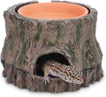 3 in 1 Reptile Hide Cave with Detachable Base & Humidity Dish, Essential Terrarium Decor for Crested Gecko, Leopard